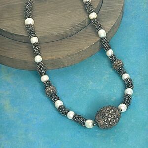 925 Silver Bali Handcrafted Necklaceve with Pearls